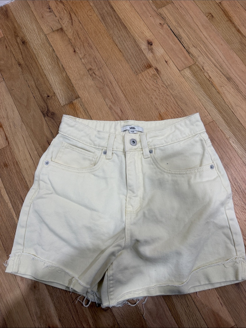 Vans Cream High-Waist Denim Shorts
